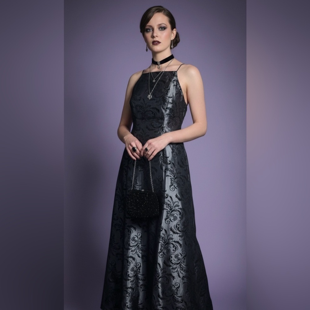 Vintage Gothic Maxi Dress 90s Y2K Witchy Prom Gown Size 8 - Picture 1 of 17